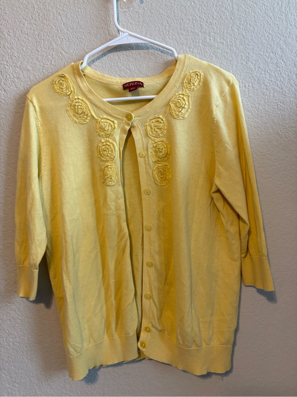 Merona Yellow Floral Rosette Cardigan